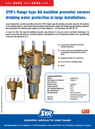 Flange-type BA backflow preventer ensures drinking water protection in large installations.