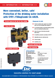 FillingCombi CA 6828: Protection of the drinking water installation.