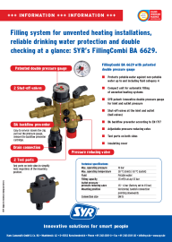 FillingCombi BA 6629: Filling system for unvented heating installations.